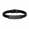 Bracelet homme personnalisé en cuir tressé noir et boucle noire
