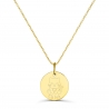 Collier personnalisé médaille 15 mm dessin chat en Plaqué Or