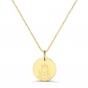 Collier personnalisé médaille 15 mm dessin licorne en Plaqué Or