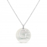 Collier personnalisé médaille nacre 20 mm et charm lettre Argent