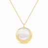 Packshot du collier médaille nacre et médaille 20 mm à graver en Plaqué Or