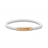 Bracelet homme personnalisé en cuir tressé blanc arrondi et boucle dorée