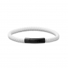 Bracelet homme personnalisé en cuir tressé blanc arrondi et boucle noire