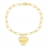 Bracelet trombone médaille coeur 14 mm Plaqué Or