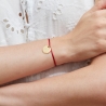 Bracelet cordon avec médaille 15 mm Plaqué Or personnalisée