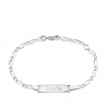 Bracelet enfant gourmette plaque crochetée Argent