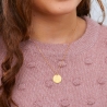 Collier personnalisé médaille 15 mm dessin pomme en Plaqué Or