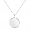Packshot du collier personnalisé enfant lettre florale médaille dentelle Argent