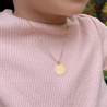 Collier personnalisé baptême "Croix & Rameaux" médaille Plaqué Or 15 mm