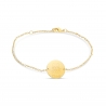 Bracelet personnalisé pour enfant en plaqué or avec une illustration de chat.