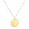 Collier personnalisé baptême "Vierge Marie" médaille Plaqué Or 15 mm