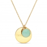 Packshot du collier personnalisé médaille Plaqué Or et pierre vert pâle