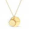 Packshot du Collier personnalisé médaille 20 mm avec pendentif martelé soleil Plaqué Or