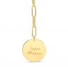 Packshot du Collier grande maille et médaille personnalisée 20 mm en Plaqué Or