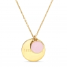 Packshot du collier personnalisé médaille Plaqué Or et pierre rose