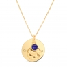 Collier grande médaille et son pendentif martelé et pierre bleue