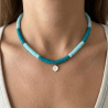Collier personnalisé bicolore perles Heishi avec charms, acier