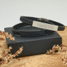 Bracelet Cuir Homme et petite Plaque Acier noire