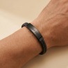 Bracelet Cuir Homme et petite Plaque Acier noire