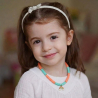 Collier enfant personnalisé bicolore corail et bleu, perles Heishi avec charms, acier