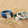 Bracelet enfant personnalisé, cuir plat bleu clair double tour, boucle acier