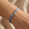 Bracelet femme tressé paillette violet, bleu marine, turquoise avec charms
