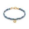 Bracelet femme tressé paillette violet, bleu marine, turquoise avec charms