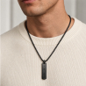 Collier personnalisé homme médaille rectangulaire Noir, acier