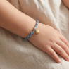 Bracelet enfant tressé paillette violet, bleu marine, turquoise avec charms