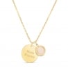 Packshot du Collier personnalisé médaille martelée 15 mm Plaqué Or et pierre fine rose