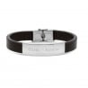 Bracelet homme personnalisé en cuir grainé noir et boucle acier