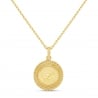 Collier médaille perlée et initiale gravée, plaqué or