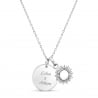Collier médaille gravée et charm soleil, argent