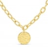 Collier personnalisé maille arrondie et médaille martelée, plaqué or