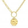 Collier personnalisé double maille et médaille martelée, plaqué or