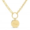 Collier personnalisé double maille et médaille martelée, plaqué or