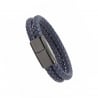 Bracelet ajustable en cuir bleu tressé, double tour avec boucle noire