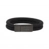 Bracelet homme personnalisable noir métal tressé, double tour avec boucle noire