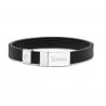Bracelet homme personnalisé, cuir noir et plaque acier & initiale