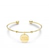Bracelet jonc ajustable médaille personnalisée, plaqué or