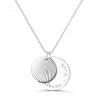 Collier médaille gravée & charm coquillage, argent