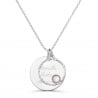 Collier médaille 20 mm Argent personnalisée et pendentif cercle avec pierre rose