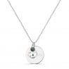 Collier médaille personnalisée & son pendentif martelé pierre verte, argent