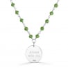 Collier avec pierres vertes et médaille martelée personnalisée 15 mm Argent