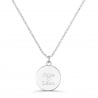 Collier médaille gravé nacre blanche, argent