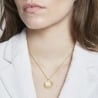 Collier personnalisé médaille et pierre transparente, plaqué or