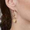Boucles d'oreilles médailles martelées initiales en Plaqué Or