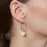 Boucles d'oreilles pendentifs rectangulaires médailles martelées en Plaqué Or