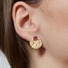 Boucles d'oreilles fuchsia médailles martelées 15 mm