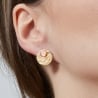 Boucles d'oreilles martelées puces avec pierres roses en Plaqué Or